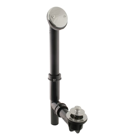 Westbrass Black 1-1/2" Tubular Twist & Close Bath Waste in Satin Nickel 594144-07